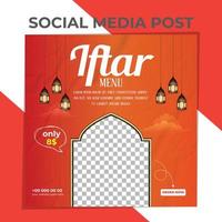fantastico post sui social media per il menu iftar vettore