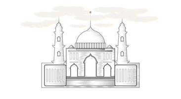 illustrazione di una moschea musulmana in vecchio stile vettore