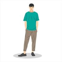 personaggio maschile in abiti casual in stile cartone animato piatto. illustrazione vettoriale