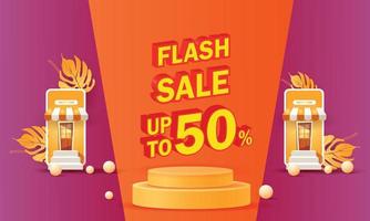 flash e grande vendita sul telefono banner web shopping pubblicità online prezzo scontato al dettaglio vettore