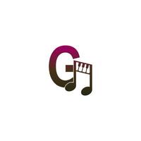 icona del logo della lettera g con modello di simbolo di design della nota musicale vettore