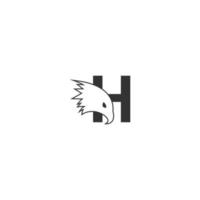 icona del logo della lettera h con modello di simbolo di design della testa di falco vettore