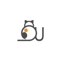 logo icona gatto con vettore di progettazione modello lettera u