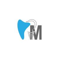 icona del logo della lettera m con illustrazione del design dentale vettore