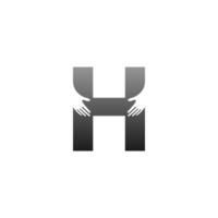 icona del logo della lettera h con il modello di simbolo del design della mano vettore