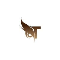 icona del logo della lettera t combinata con il vettore di disegno dell'icona degli occhi di gufo