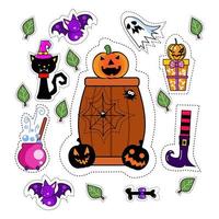Set di patch adesivo icona di Halloween vettore