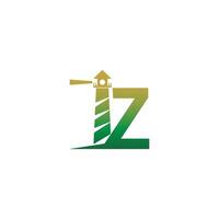 lettera z con modello di progettazione del logo dell'icona del faro vettore