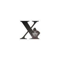 icona del logo della lettera x con il vettore di disegno dell'orchidea nera