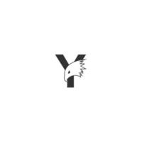 icona del logo della lettera y con il modello di simbolo di design della testa di falco vettore