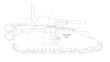 line art del carro armato di cacciatorpediniere vettore