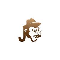 logo icona testa di scimmia con disegno del modello lettera j vettore