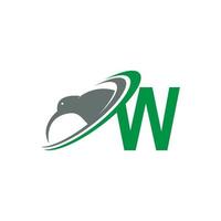 lettera w con kiwi bird logo icona disegno vettoriale