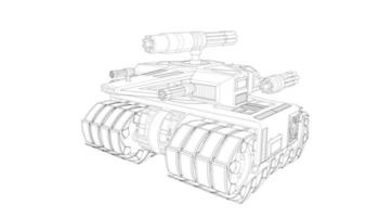 line art di carri armati militari vettore