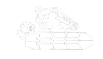 line art del carro armato di cacciatorpediniere vettore