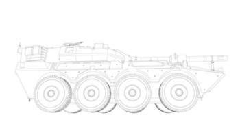 line art del carro armato di cacciatorpediniere vettore