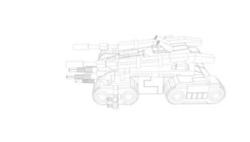 line art del carro armato di cacciatorpediniere vettore