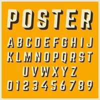 Progettazione di poster vintage modello di carattere alfabeto vettore