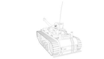 line art del carro armato di cacciatorpediniere vettore