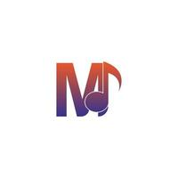 icona del logo della lettera m con modello di simbolo di design della nota musicale vettore