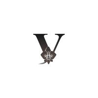 icona del logo della lettera v con il vettore di disegno dell'orchidea nera