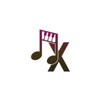 icona del logo della lettera x con modello di simbolo di design della nota musicale vettore