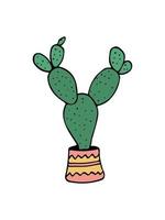 doodle illustrazione cactus su bianco. colorato doodle illustrazione cactus in stile moderno su sfondo bianco. vettore