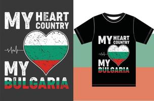 il mio cuore, il mio paese, il mio design della maglietta della bandiera bulgaria.bulgaria. vettore