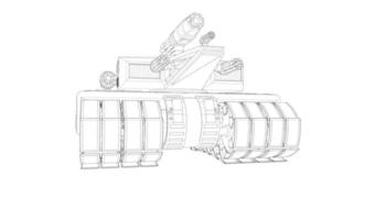 line art di carri armati militari vettore