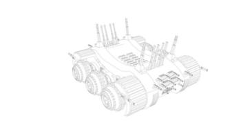 line art di carro armato d'assalto vettore