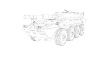 line art del carro armato di cacciatorpediniere vettore