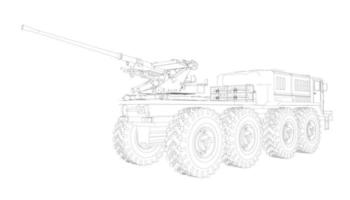 line art del carro armato di cacciatorpediniere vettore