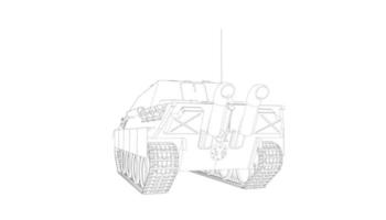 line art di carri armati militari vettore