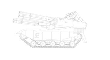 line art di carri armati militari vettore