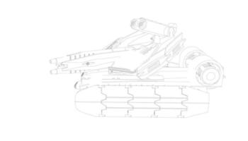 line art del carro armato di cacciatorpediniere vettore