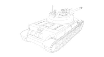 line art di carri armati militari vettore