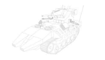 line art del carro armato di cacciatorpediniere vettore