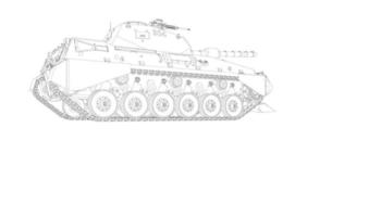 line art del carro armato di cacciatorpediniere vettore