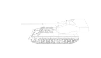 line art di carri armati militari vettore