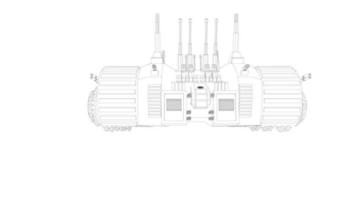 line art di carro armato d'assalto vettore