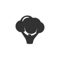 icona della siluetta dell'illustrazione dei broccoli vettore