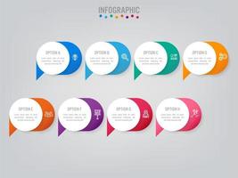Modello di etichette di affari infografica con 8 opzioni vettore