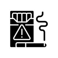 icona del glifo nero di contrabbando di sigarette. commercio illegale di tabacco. traffico di sigari. distribuzione criminale. butttling internazionale. simbolo della siluetta su spazio bianco. illustrazione vettoriale isolato