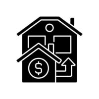 icona del glifo nero prestito ponte. prestito a breve termine per lo scambio di alloggio. immobiliare. vendita di immobili. simbolo della siluetta su spazio bianco. pittogramma solido. illustrazione vettoriale isolato