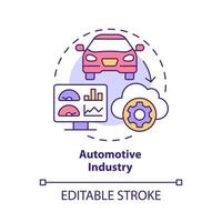 icona del concetto di industria automobilistica. produzione di parti di veicoli virtuali astratta idea linea sottile illustrazione. disegno di contorno isolato. tratto modificabile. roboto-medium, una miriade di caratteri pro-grassetto utilizzati vettore