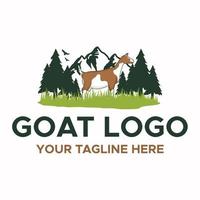 disegno del segno del logo di capra e fattoria vettore