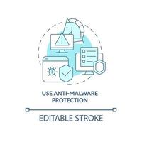 icona del concetto di protezione antimalware del dispositivo. difesa dal software spia idea astratta linea sottile illustrazione. tecnologia per la sicurezza dei dati personali. disegno a colori di contorno isolato vettoriale. tratto modificabile vettore