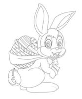 personaggio dei cartoni animati del coniglio del coniglietto di pasqua nel profilo bianco e nero. coniglio pasquale per colorare, simpatico coniglietto da colorare bellissimi regali di festa con vernici luminose e colorate e un'arte vettore