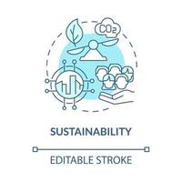 icona del concetto blu di sostenibilità. scooter condivisione vantaggio idea astratta linea sottile illustrazione. utilizzando trasporti sostenibili. migliorare la qualità dell'aria. disegno a colori di contorno isolato vettoriale. tratto modificabile vettore