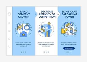 modello vettoriale di onboarding dei vantaggi di crescita esterna. sito web mobile reattivo con icone. procedura guidata della pagina web in 3 schermate. concetto di colore di sviluppo aziendale con illustrazioni lineari